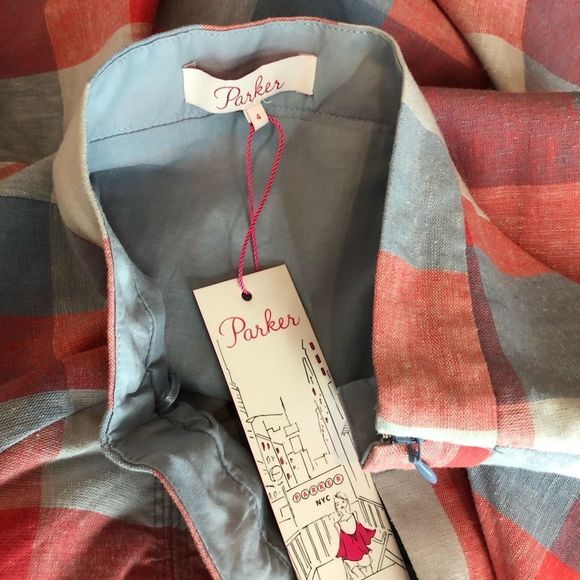 Parker Astrid Check Skirt Gingham Ruffle Asymmetrical Ruched Flounce Skirt NWT - Picture 10 of 13